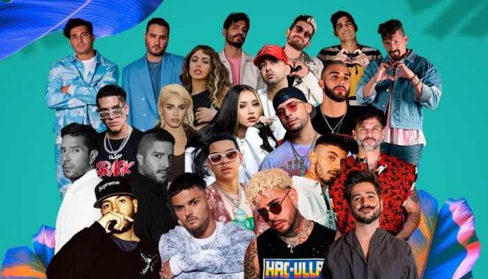 Camilo, Reik, Mau y Ricky, Tini, Manuel Turizo, Pedro Capó, Cali y el Dandee, Justin Quiles, Dylan Fuentes, Feid, Mariah Angelique, Lenny Tavárez, Jon The Producer y J Álvarez, un grupo de 18 artistas de música urbana en español que se han sumado al proyecto "Reggaetón acústico", en el que cantan sus canciones sin elementos electrónicos. EFE/Cortesía Deezer/SOLO USO EDITORIAL/NO VENTAS/SOLO PARA ILUSTRAR LA NOTICIA (CRÉDITO OBLIGATORIO)